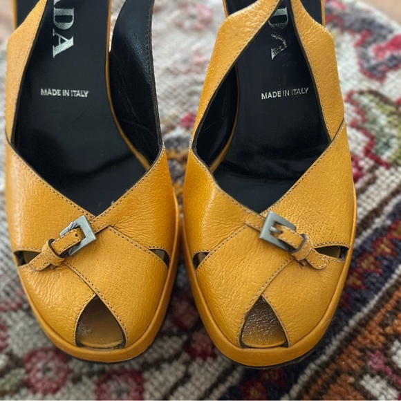 Marigold Prada Slingback Heels - Picture 3 of 8